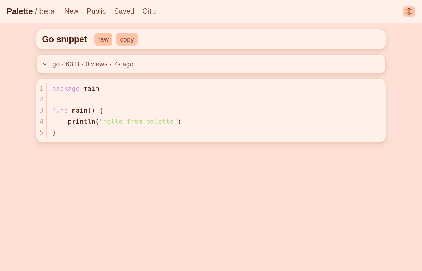 Paste view in pastel-peach