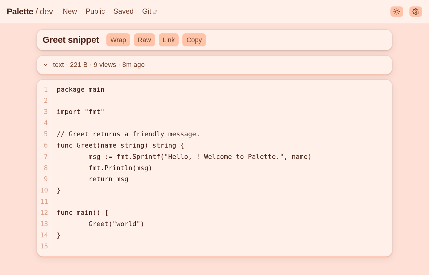 Paste view in pastel-peach